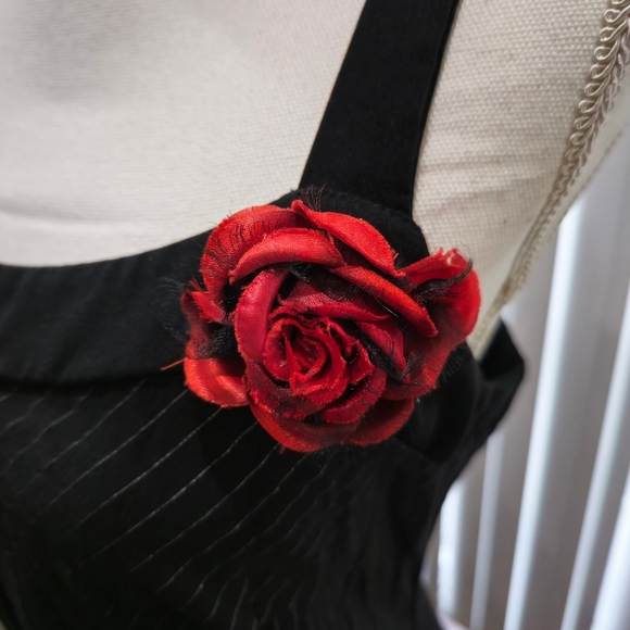 🆑️ Ruby Rox Pin Striped Dress | Black Red Rose Detail Prom 13 - Picture 11 of 16